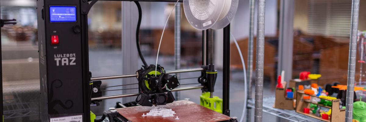 Closeup shot of the 3D printer